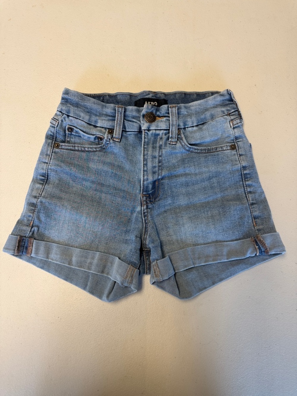 Aeropostale High Rise Curvy Midi-3” Denim Shorts